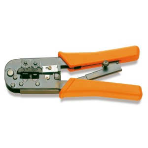 Ratchet crimpling pliers  for telephone terminals  and data transmission
