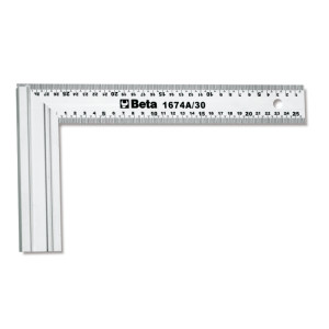 Carpenter’s squares blades  made from stainless steel,  with aluminium bases, double metric scale