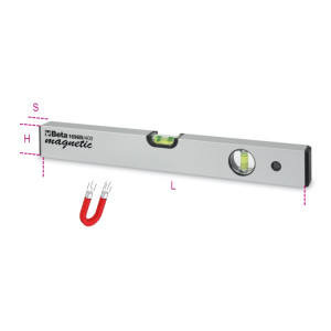 Spirit levels with magnetic bases  made from anodized profiled aluminium,  2 unbreakable vials accuracy: 1 mm/m