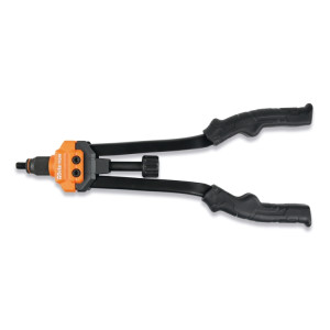 Heavy-duty riveting pliers  for threaded inserts,  supplied with 7 interchangeable nozzles