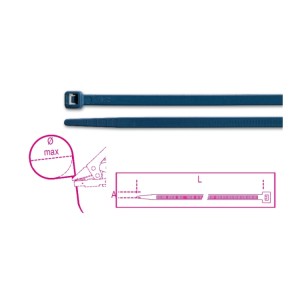 Nylon cable ties, blue, detectable by metal detectors
