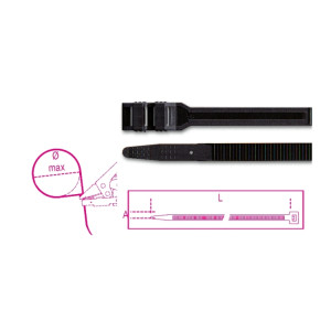 Nylon cable ties, black, UV resistant