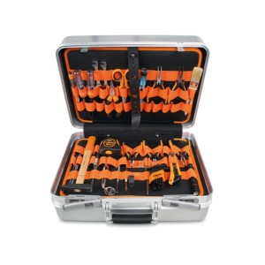 Aluminium tool cases with assortments of tools  for electronic and electrotechnical maintenance