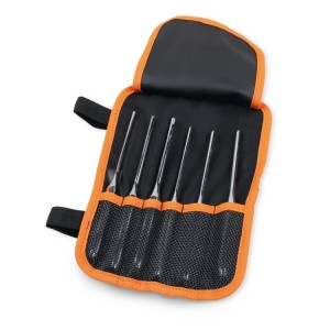 Set of 6 punches in roll-up wallet made of durable polyester