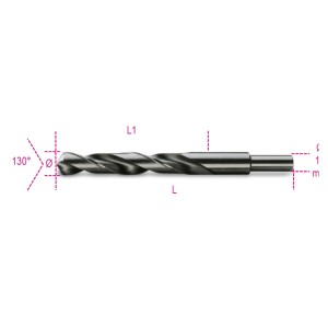 Twist drills with cylindrical shanks, short series, HSS, entirely ground, burnished, small tang (ø 13 mm)