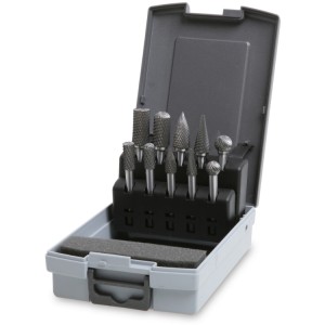 Set of 10 rotary files, for steel (including stainless steel)