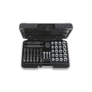 Tool assortment for repairing  damaged spark plug threads