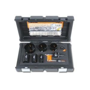 Assortment of holesaws and accessories for electricians