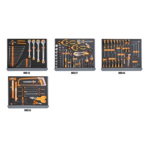 Assortment of 133 tools for industrial maintenance in EVA foam trays