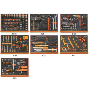 Assortment of 333 tools for car repairs in EVA foam trays