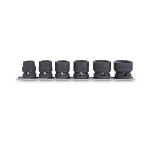 Set of 6 impact sockets, compact series, 1/2" female drive, with hanging slide : 13 - 15 - 17 -19 - 22 - 24 mm
