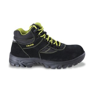 Suede ankle shoe with nylon inserts, durable rubber outsole and quick opening system WR (water-resistant) footwear