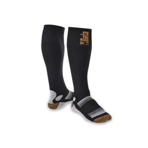Knee-length socks made from elastic compression terry