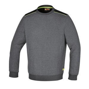 Crew-neck sweatshirt with black inserts on shoulders and fluorescent green detail