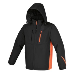 Softshell jacket with detachable hood and sleeves