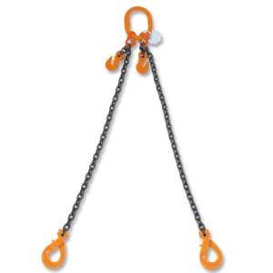 Lifting chain slings, 2 legs, with self-locking and clevis grab hooks, grade 8