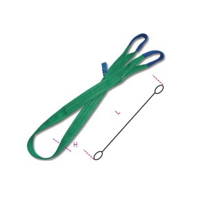 Lifting web slings, green 2t two layers with reinforced eyes high-tenacity polyester (PES) belt