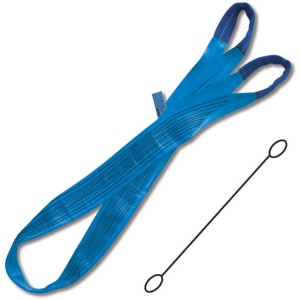 Lifting web slings, blue 8t  two layers with reinforced eyes high-tenacity polyester (PES)