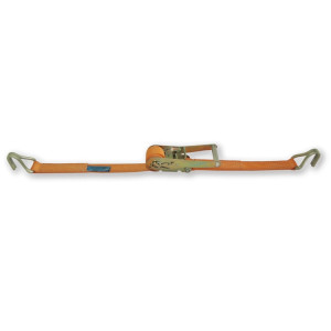 Ratchet tie down with single hook, LC 2500kg, high-tenacity polyester (PES) belt