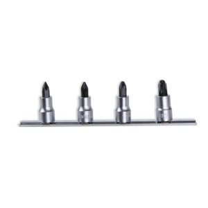 Set of socket drivers for cross head Phillips® screws,  3/8" female drive, chrome plated - burnished inserts