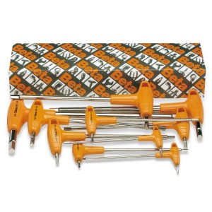 Set of 10 offset hexagon key wrenches with high torque handles