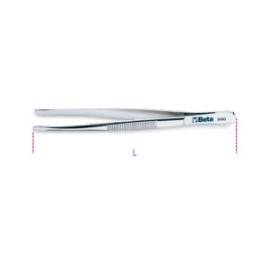 Straight end spring tweezers  with wide tips made from stainless steel bright finish