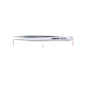 Extra slim short end spring tweezers, acid and magnetic resistant made  from stainless steel semi-bright finish