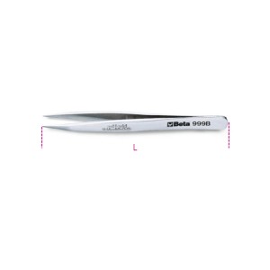 Strong straight end spring tweezers, acid and magnetic resistant made  from stainless steel semi-bright finish
