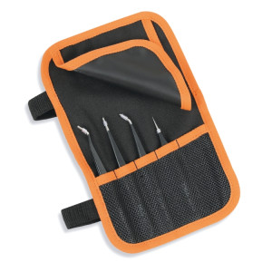 Set of 4 ESD spring tweezers, acid and magnetic resistant