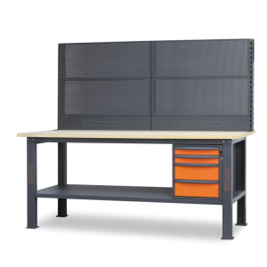 Comprehensive workbench, 2.1 m long, with 4 drawers