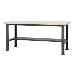 Simple workbench with wood worktop, 2.1 m long