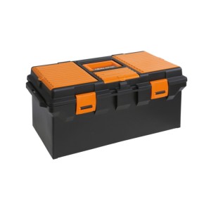 Tool box, long series, made from plastic, removable tote-tray and tool trays, empty