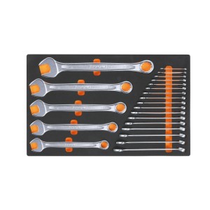 Foam tray with combination wrenches