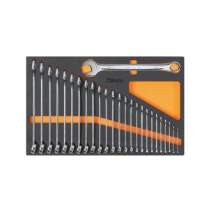 Foam tray with combination wrenches