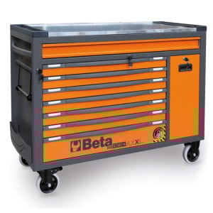 Mobile roller cab with 8 drawers and anti-tilt system, long model