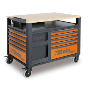 SuperTank trolley with wood worktop and 10 drawers