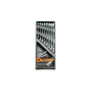 ABS thermoformed tray with combination wrenches and offset hexagon key wrenches, in inches