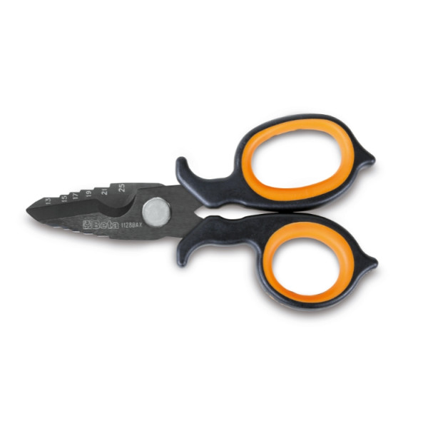 Doubleacting electricians' scissors, with milling profile in DLC