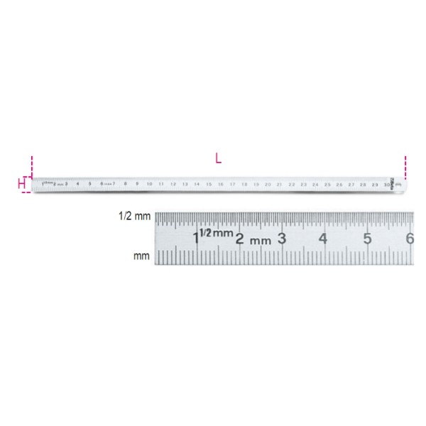 Beta Tools 1682 Flexible Graduated Stainless Steel Ruler 300mm016820030 