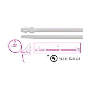 Nylon δεματικά καλωδίων με εισαγωγή, φυσικό χρώμα