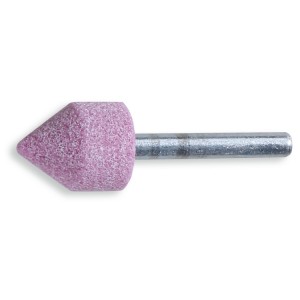 Muelas abrasivas con vástago gránulos abrasivos de corindón rosa con aglutinante de cerámica forma cilindro piramidal