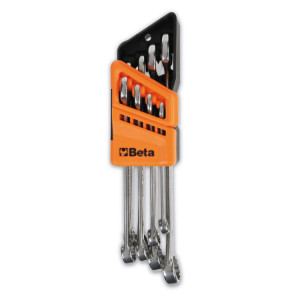 Juego de 8 llaves combinadas de acero inoxidable con soporte compacto