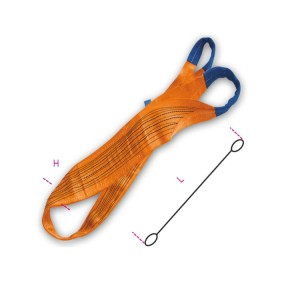 Eslingas de elevación, 10t, naranja, cinta plana de dos capas, ojales reforzados, poliéster de alta tenacidad (PES)