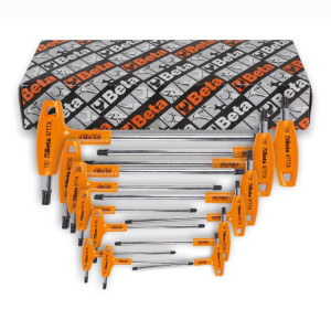 Juego de llaves macho acodadas  con mango para tornillos Torx® cromados