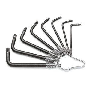Juego de llaves macho acodadas para tornillos Torx®, bruñidas, con anilla