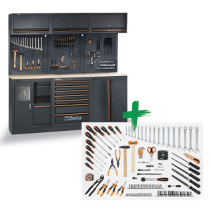 Combinación de muebles de taller C45PRO 2.0 AW con surtido de 157 herramientas universales Beta Worker