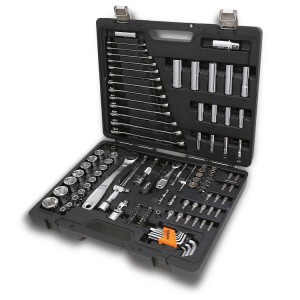 Maleta porta-herramientas con surtido de 116 herramientas para el mantenimiento general, de plástico