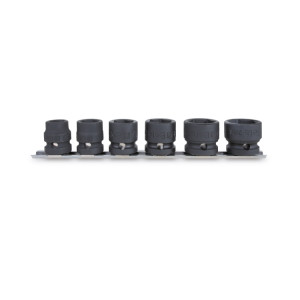 Juego de 6 llaves de vaso de impacto compactas, cuadrado hembra 1/2", con guía colgable : 13 - 15 - 17 -19 - 22 - 24 mm