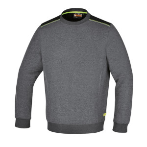 Sudadera de cuello redondo, gris melange e inserciones negras