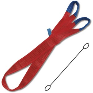 Eslingas de elevación, 5t, rojo, cinta plana de dos capas, ojales reforzados, poliéster de alta tenacidad (PES)
